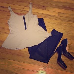 Peplum tank with back zipper detail